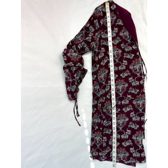 Tularosa Tunic Dress Top Eggplant Floral Bell Sleeve Ruffle Size S Romantic - Picture 11 of 11
